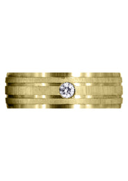 Yellow Gold Diamond Mens Engagement Ring | 0.12 Carats | Cross Satin Finish (Kyler)