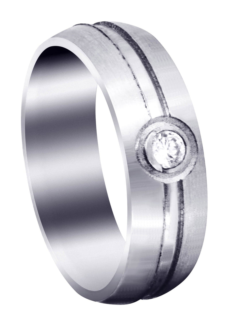 Diamond Mens Wedding Band | 0.1 Carats | Satin Finish (Erik)