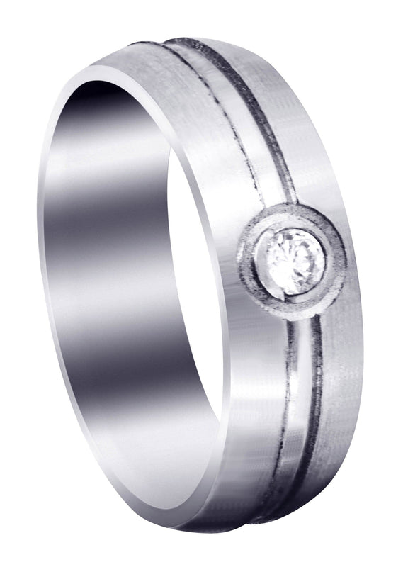 Diamond Mens Wedding Band | 0.1 Carats | Satin Finish (Erik)