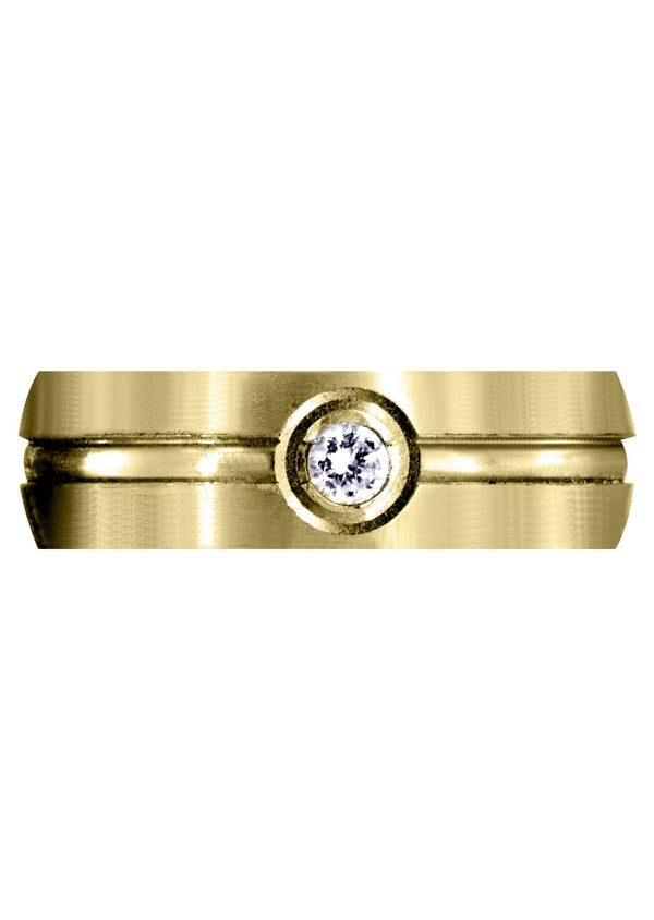 Yellow Gold Diamond Mens Wedding Band | 0.1 Carats | Satin Finish (Erik)