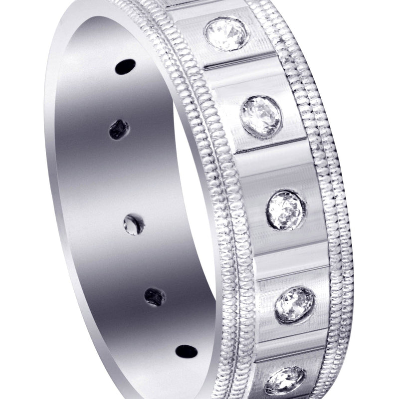 Diamond Mens Wedding Band | 0.45 Carats | Satin / High Polish Finish