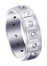 Diamond Mens Wedding Band | 0.45 Carats | Satin / High Polish Finish