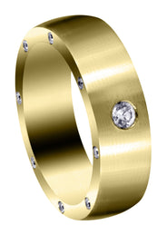 Yellow Gold Diamond Mens Wedding Band | 0.26 Carats | Satin Finish (Trenton)
