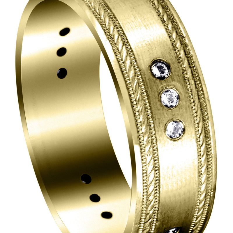Yellow Gold Diamond Mens Wedding Band | 0.225 Carats | Satin Finish (Jared)