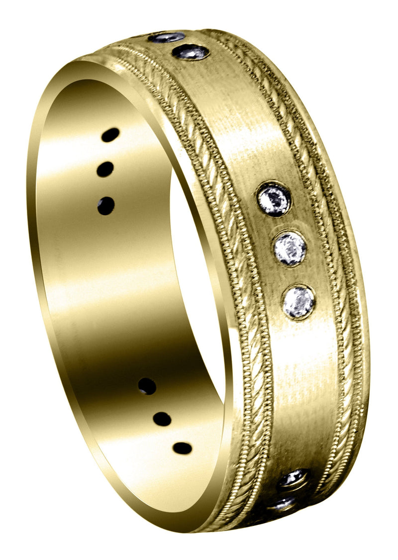 Yellow Gold Diamond Mens Wedding Band | 0.225 Carats | Satin Finish (Jared)