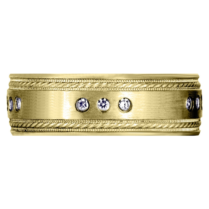Yellow Gold Diamond Mens Wedding Band | 0.225 Carats | Satin Finish (Jared)