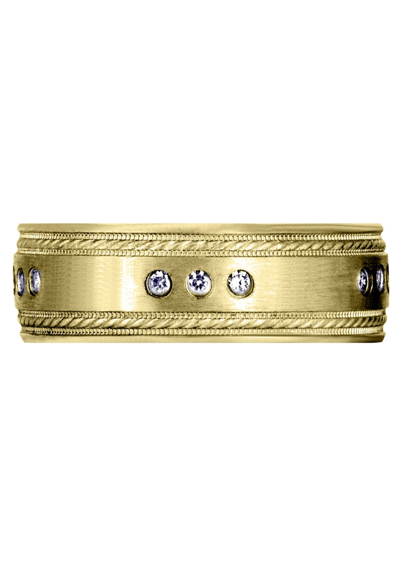 Yellow Gold Diamond Mens Wedding Band | 0.225 Carats | Satin Finish (Jared)