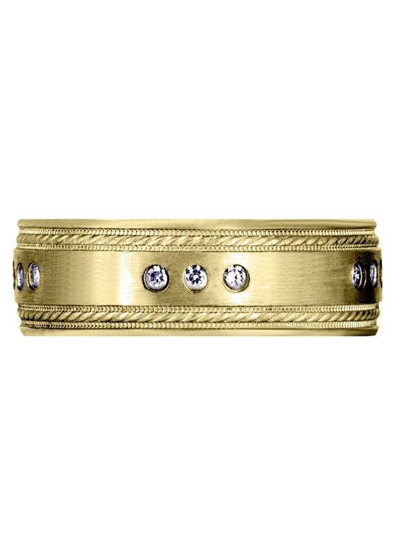 Yellow Gold Diamond Mens Wedding Band | 0.225 Carats | Satin Finish (Jared)
