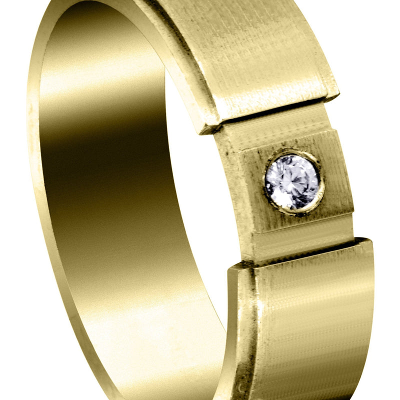 Yellow Gold Diamond Mens Wedding Band | 0.07 Carats | Satin Finish (Adriel)