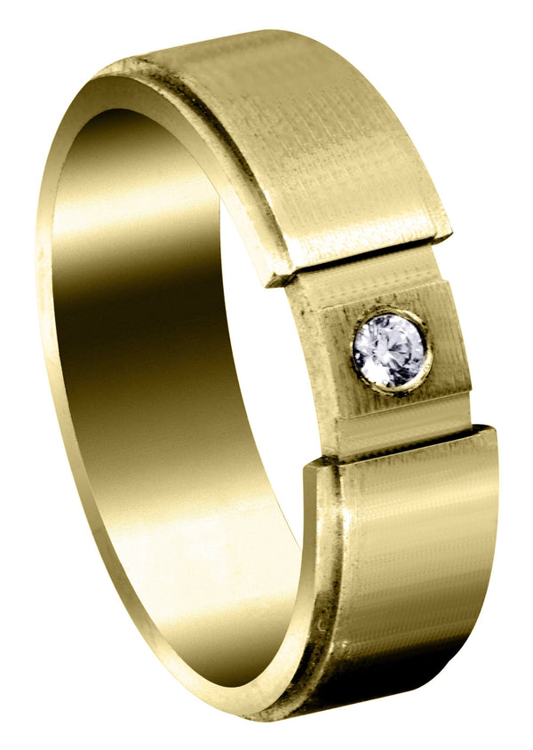 Yellow Gold Diamond Mens Wedding Band | 0.07 Carats | Satin Finish (Adriel)