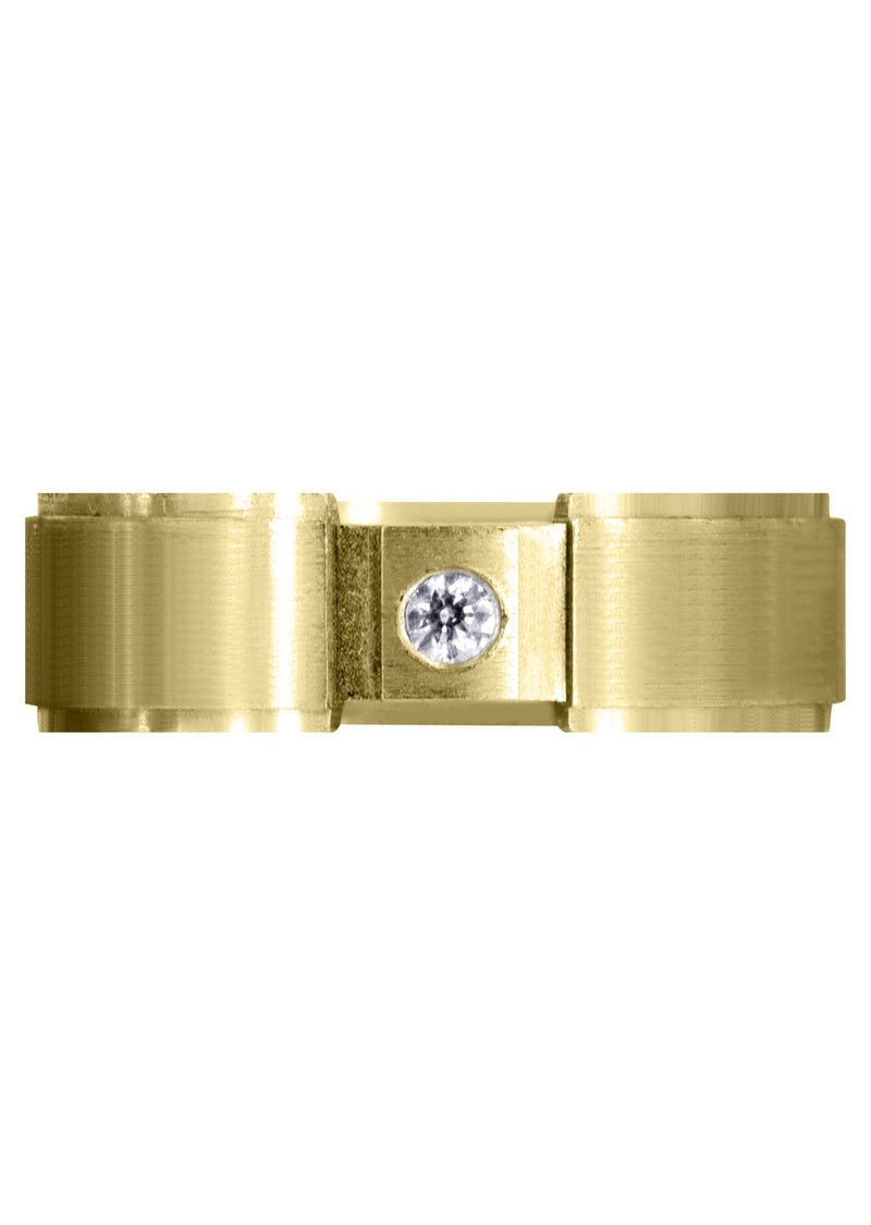 Yellow Gold Diamond Mens Wedding Band | 0.07 Carats | Satin Finish (Adriel)