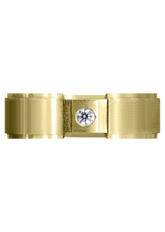 Yellow Gold Diamond Mens Wedding Band | 0.07 Carats | Satin Finish (Adriel)