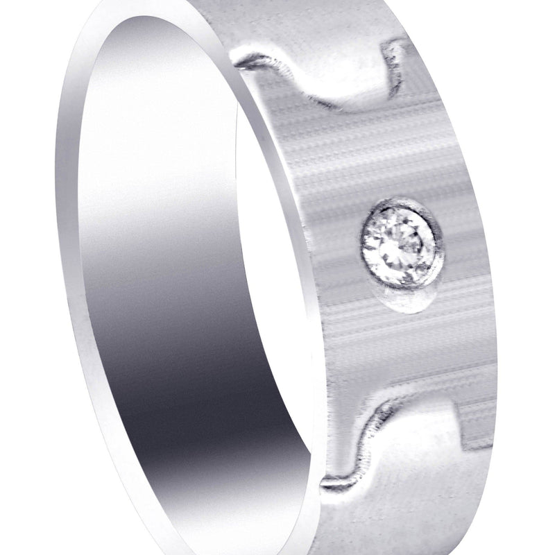 Diamond Mens Wedding Band | 0.07 Carats | Cross Satin Finish (Caiden)