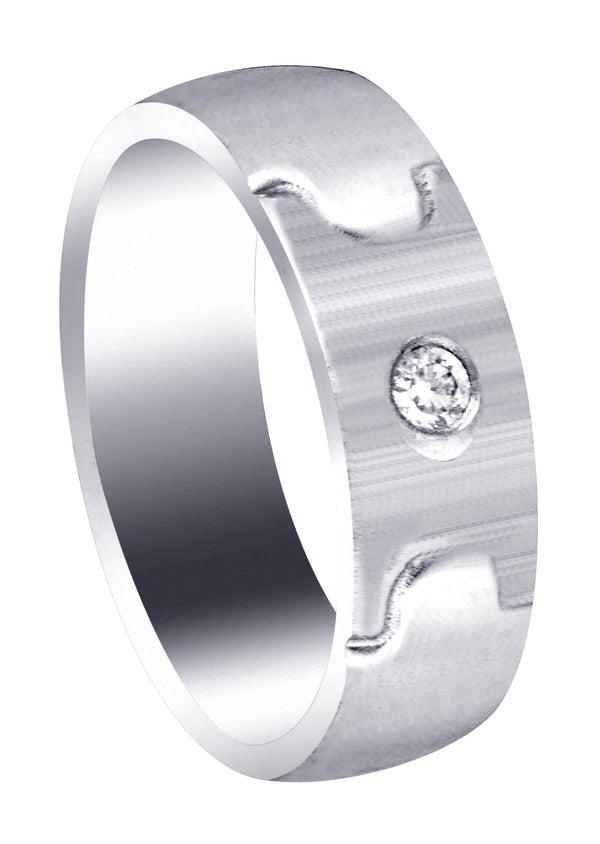 Diamond Mens Wedding Band | 0.07 Carats | Cross Satin Finish (Caiden)