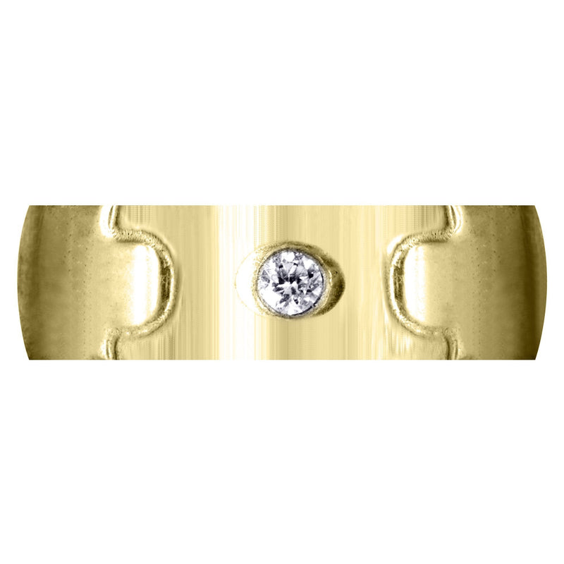 Yellow Gold Diamond Mens Wedding Band | 0.07 Carats | Cross Satin Finish (Caiden)