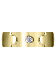 Yellow Gold Diamond Mens Wedding Band | 0.07 Carats | Cross Satin Finish (Caiden)