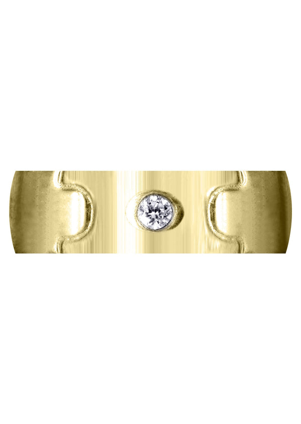 Yellow Gold Diamond Mens Wedding Band | 0.07 Carats | Cross Satin Finish (Caiden)