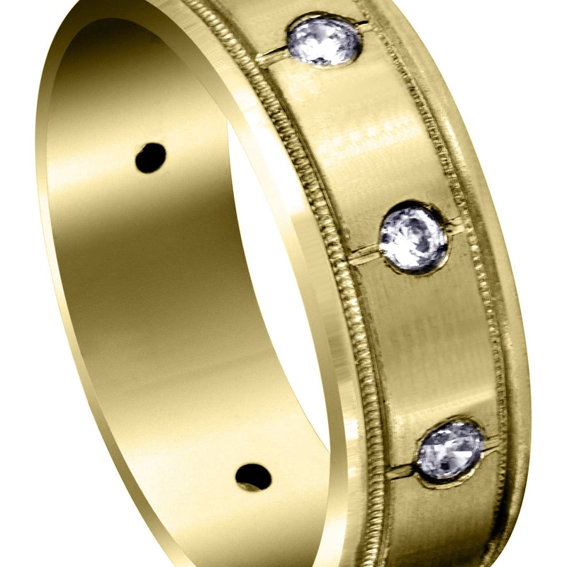 Yellow Gold Diamond Mens Wedding Band | 0.5 Carats | Satin Finish (Mario)