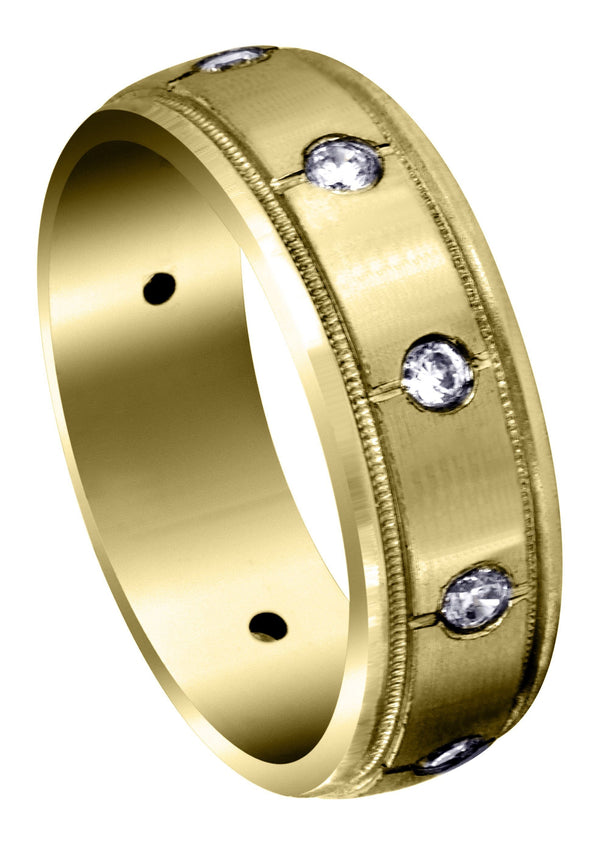 Yellow Gold Diamond Mens Wedding Band | 0.5 Carats | Satin Finish (Mario)