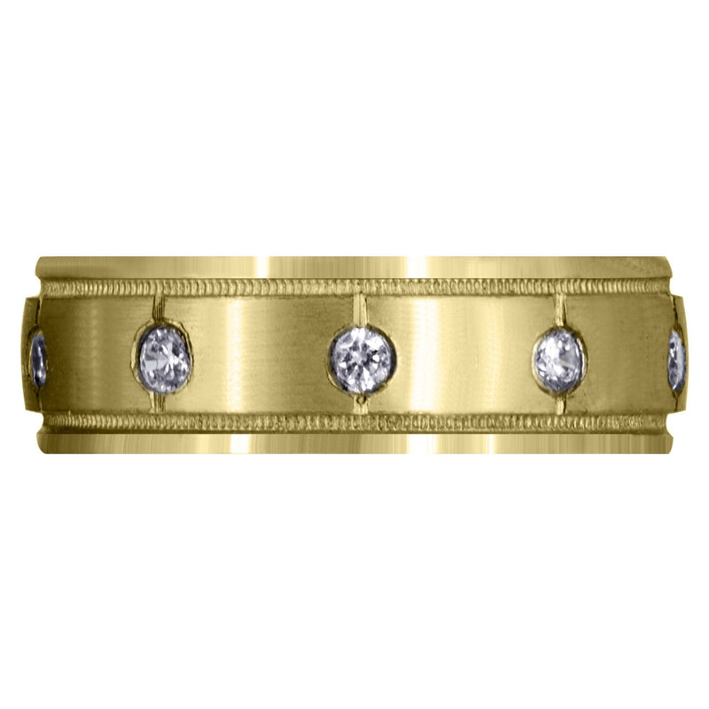 Yellow Gold Diamond Mens Wedding Band | 0.5 Carats | Satin Finish (Mario)
