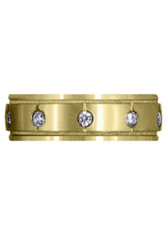 Yellow Gold Diamond Mens Wedding Band | 0.5 Carats | Satin Finish (Mario)