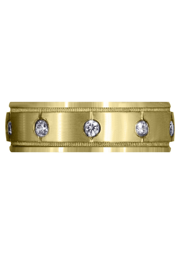 Yellow Gold Diamond Mens Wedding Band | 0.5 Carats | Satin Finish (Mario)