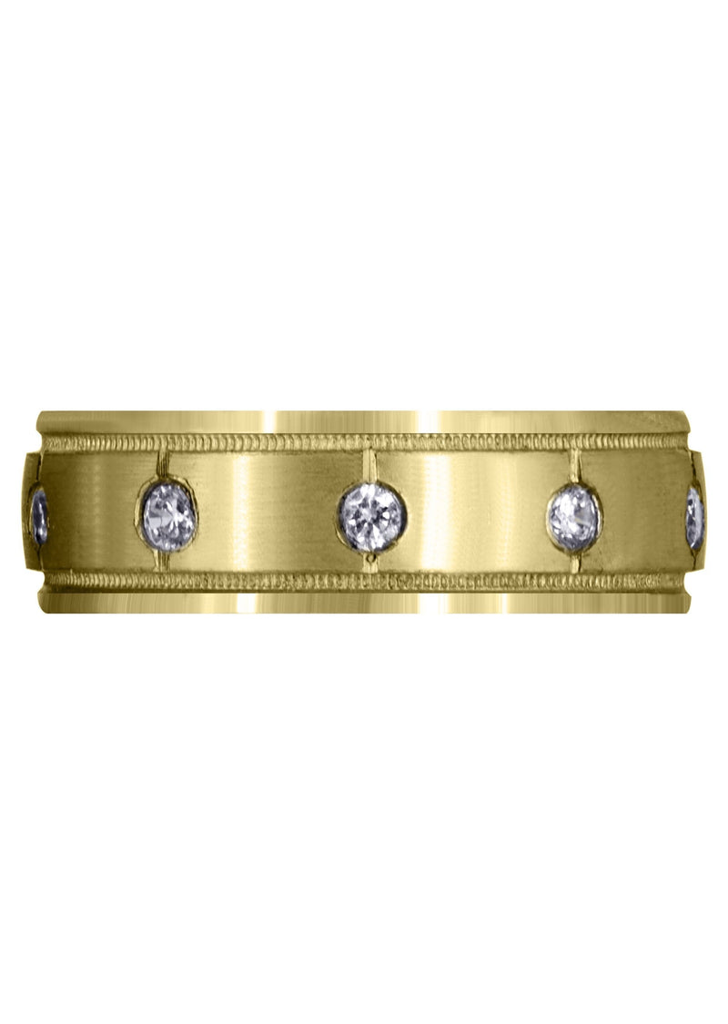 Yellow Gold Diamond Mens Wedding Band | 0.5 Carats | Satin Finish (Mario)