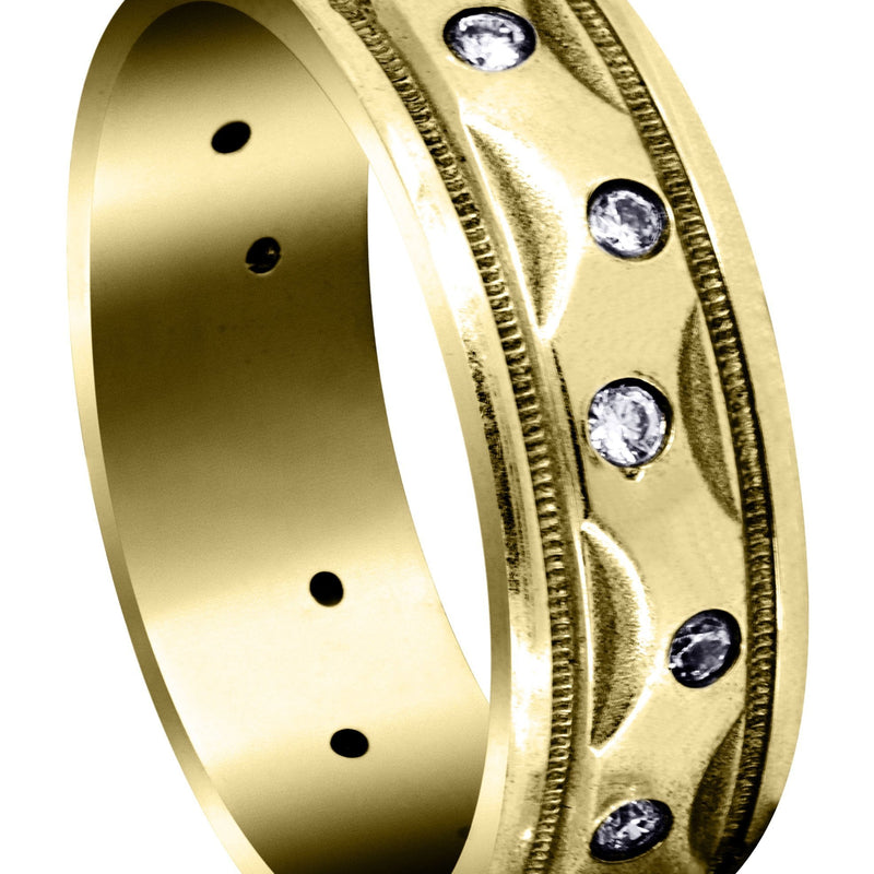 Yellow Gold Diamond Mens Wedding Band | 0.4 Carats | High Polish Finish (Manuel)
