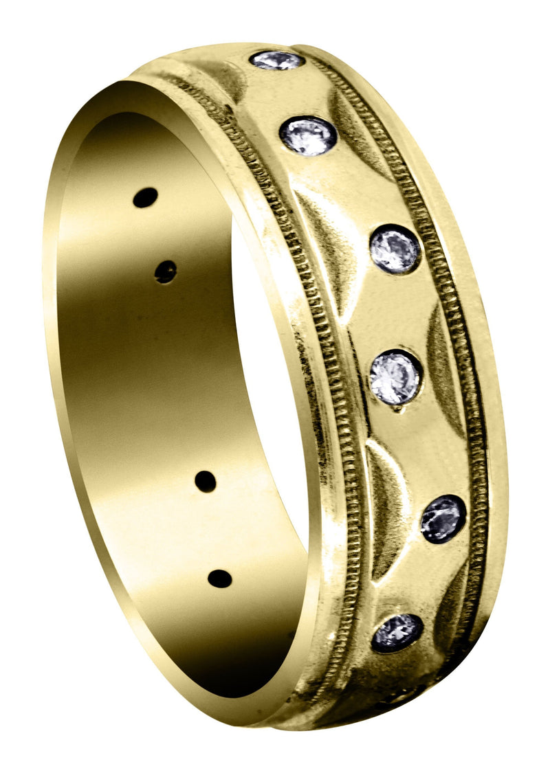 Yellow Gold Diamond Mens Wedding Band | 0.4 Carats | High Polish Finish (Manuel)