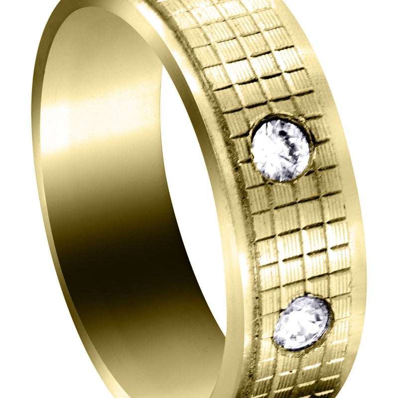 Yellow Gold Diamond Mens Wedding Band | 0.3 Carats | Diamond Cut Finish (Donovan)