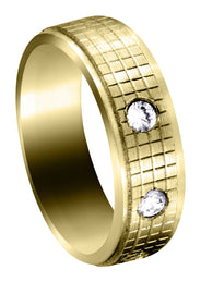 Yellow Gold Diamond Mens Wedding Band | 0.3 Carats | Diamond Cut Finish (Donovan)
