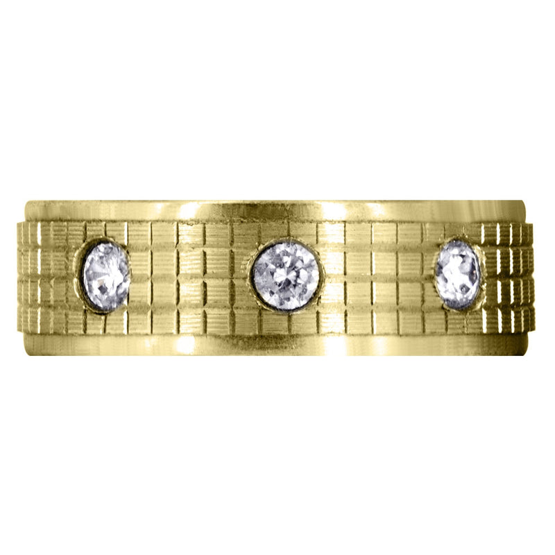 Yellow Gold Diamond Mens Wedding Band | 0.3 Carats | Diamond Cut Finish (Donovan)