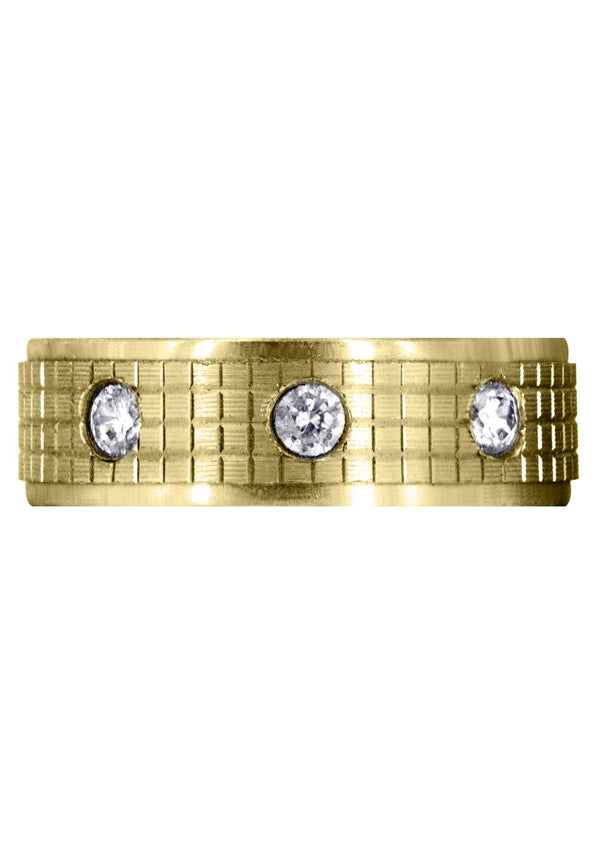 Yellow Gold Diamond Mens Wedding Band | 0.3 Carats | Diamond Cut Finish (Donovan)