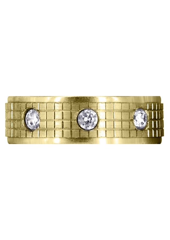 Yellow Gold Diamond Mens Wedding Band | 0.3 Carats | Diamond Cut Finish (Donovan)