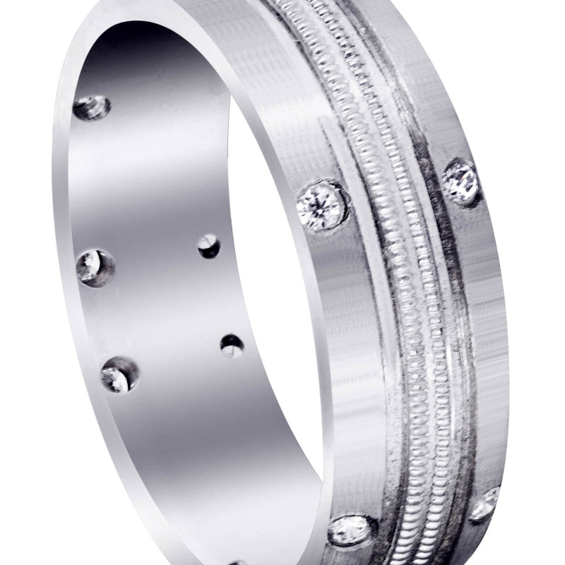 Diamond Mens Wedding Band | 0.18 Carats | Satin Finish (Walker)