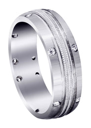 Diamond Mens Wedding Band | 0.18 Carats | Satin Finish (Walker)