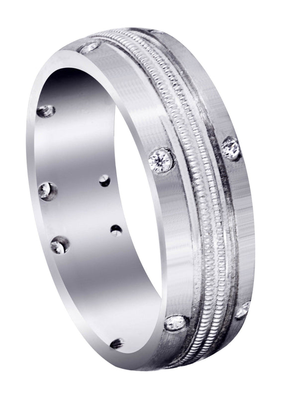 Diamond Mens Wedding Band | 0.18 Carats | Satin Finish (Walker)