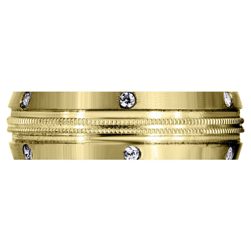 Yellow Gold Diamond Mens Wedding Band | 0.18 Carats | Satin Finish (Walker)