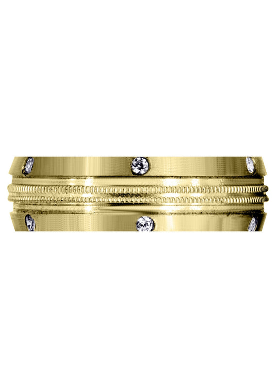 Yellow Gold Diamond Mens Wedding Band | 0.18 Carats | Satin Finish (Walker)