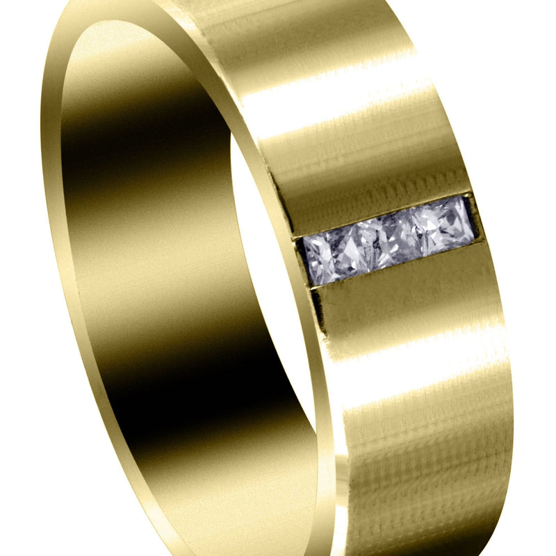 Yellow Gold Diamond Mens Engagement Ring | 0.15 Carats | Satin Finish (Landen)