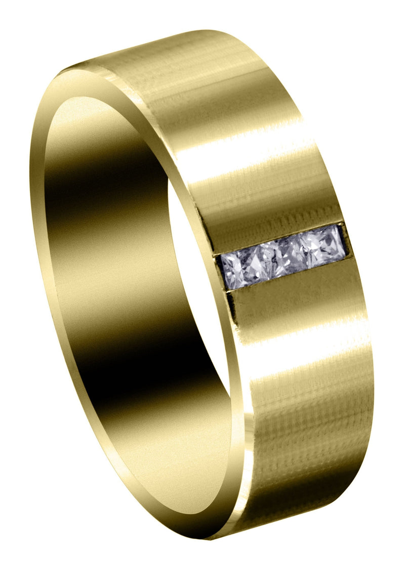 Yellow Gold Diamond Mens Engagement Ring | 0.15 Carats | Satin Finish (Landen)