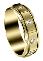 Yellow Gold Diamond Mens Wedding Band | 0.24 Carats | Satin Finish (Alexis)