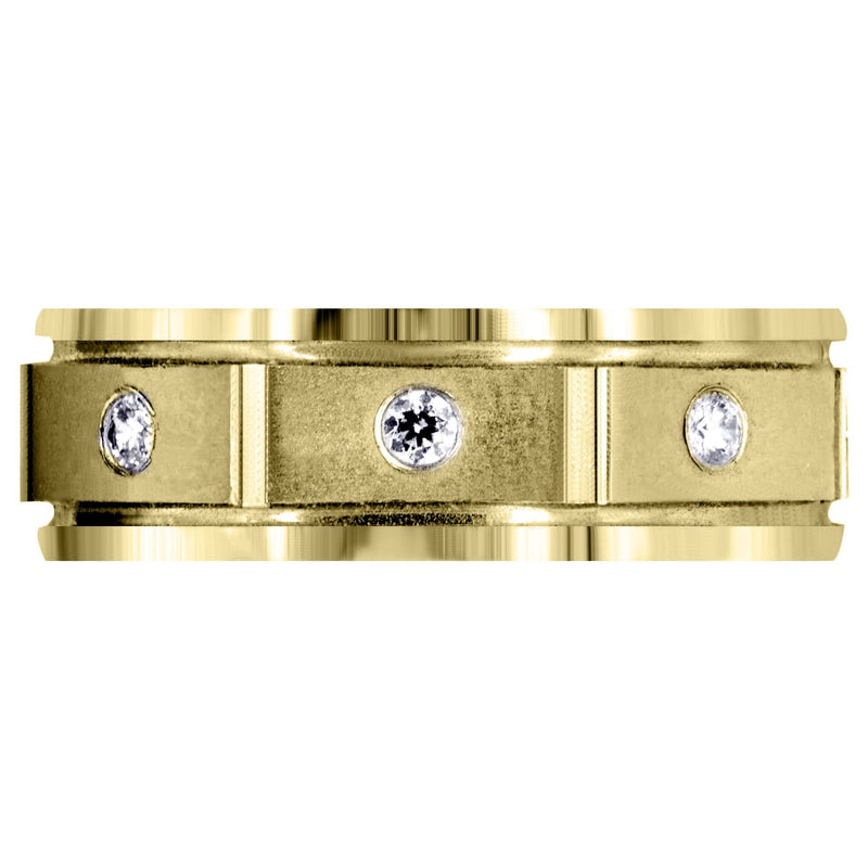 Yellow Gold Diamond Mens Wedding Band | 0.24 Carats | Satin Finish (Alexis)