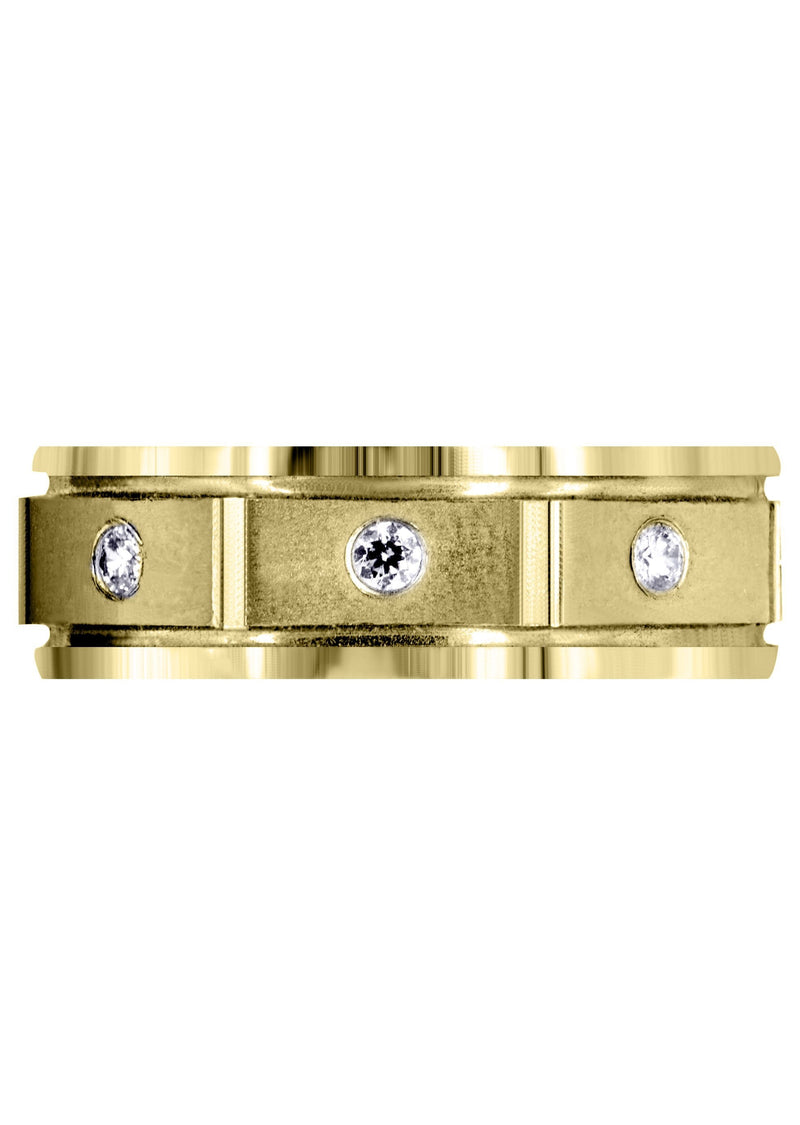 Yellow Gold Diamond Mens Wedding Band | 0.24 Carats | Satin Finish (Alexis)