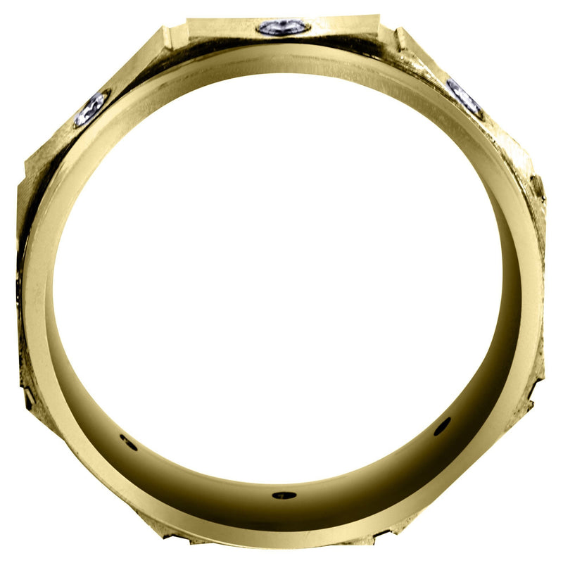 Yellow Gold Diamond Mens Wedding Band | 0.24 Carats | Satin Finish (Alexis)