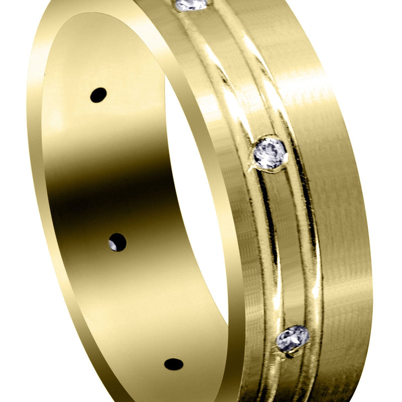 Yellow Gold Diamond Mens Wedding Band | 0.32 Carats | Satin Finish (Nash)