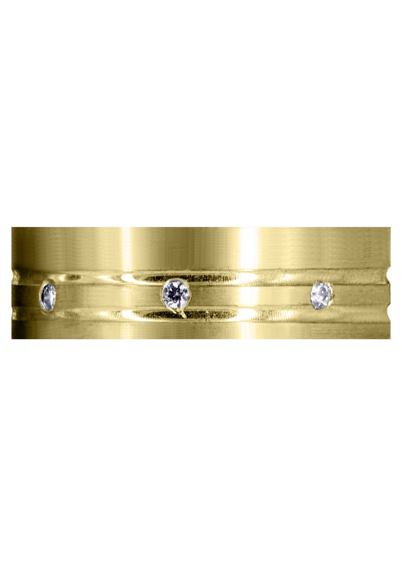 Yellow Gold Diamond Mens Wedding Band | 0.32 Carats | Satin Finish (Nash)