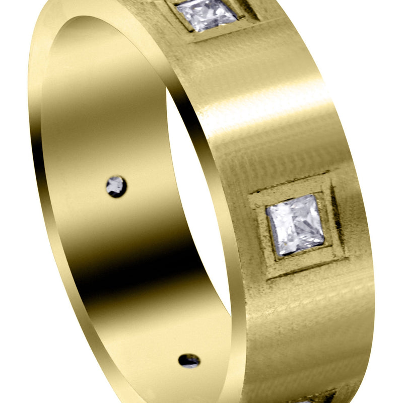 Yellow Gold Diamond Mens Engagement Ring | 0.6 Carats | Satin Finish (Jaylen)