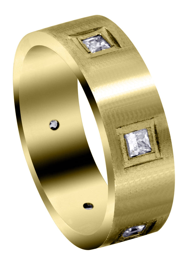 Yellow Gold Diamond Mens Engagement Ring | 0.6 Carats | Satin Finish (Jaylen)
