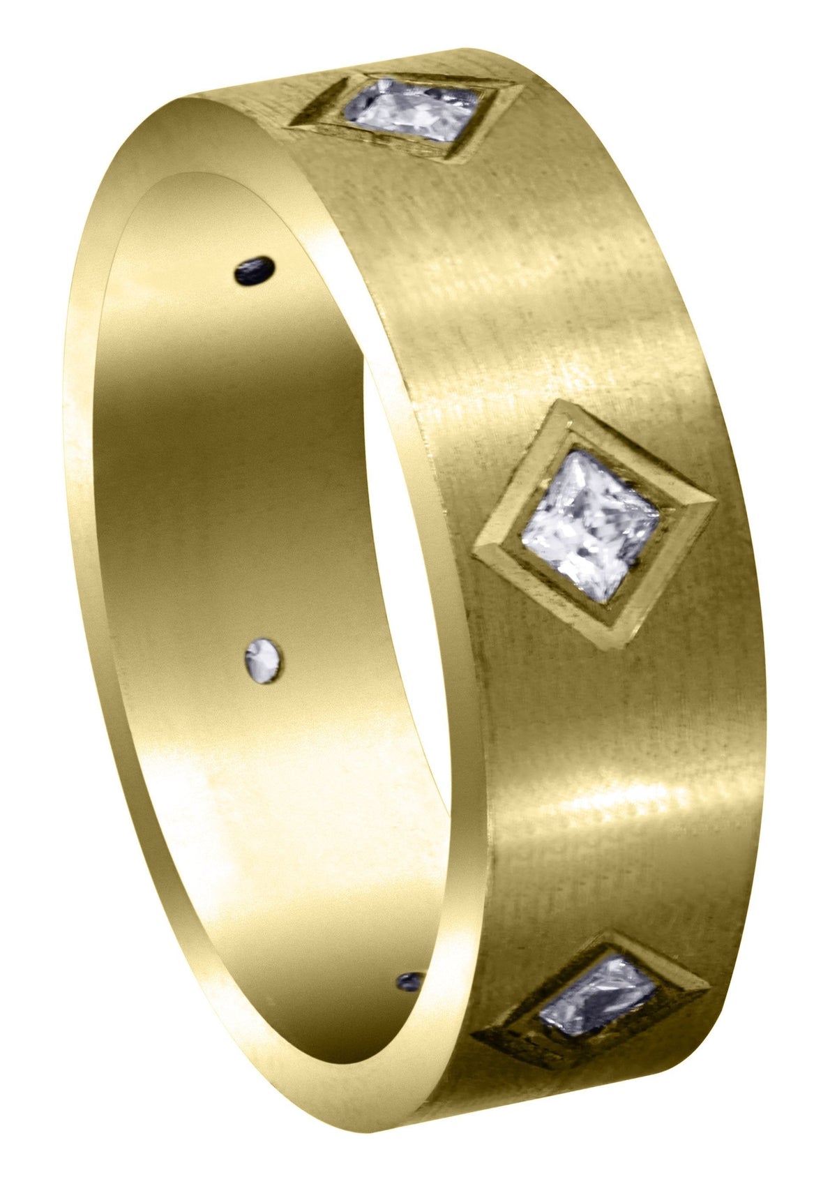 Yellow Gold Diamond Mens Wedding Band | 0.6 Carats | Satin Finish (Titus)